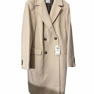 Mango Classic Tan Double-Breasted Trench Coat 42” 2 pockets slit in back to open